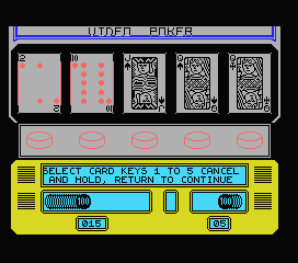 Las Vegas Video Poker (MSX) screenshot: So far, I have a pair of queens.
