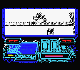 Buggy Ranger (MSX) screenshot: Leaping over an obstacle.
