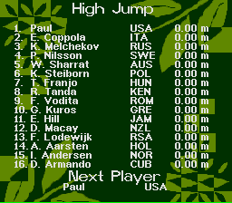 Olympic Summer Games (SNES) screenshot: Next: The high jump