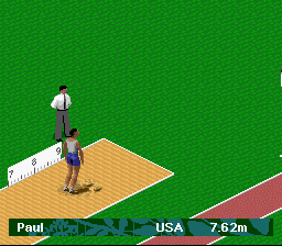 Olympic Summer Games (SNES) screenshot: I jumped 7.62m.
