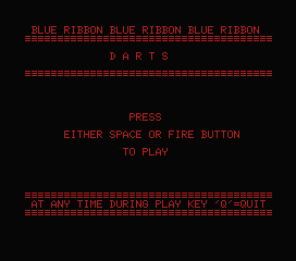 Wacky Darts (MSX) screenshot: Press space or the fire button to begin.