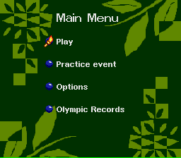 Olympic Summer Games (SNES) screenshot: Main menu