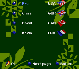 Olympic Summer Games (SNES) screenshot: Who will you play as?