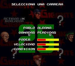 Chavez (SNES) screenshot: Select a boxer for career mode