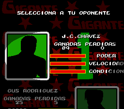 Chavez (SNES) screenshot: If the boxer's portrait is in silhouette, he can't be boxed yet