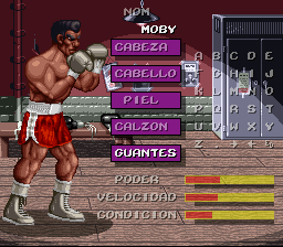 Chavez (SNES) screenshot: Creating a boxer