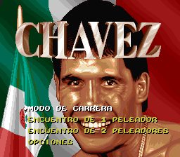 Chavez (SNES) screenshot: Title screen and main menu