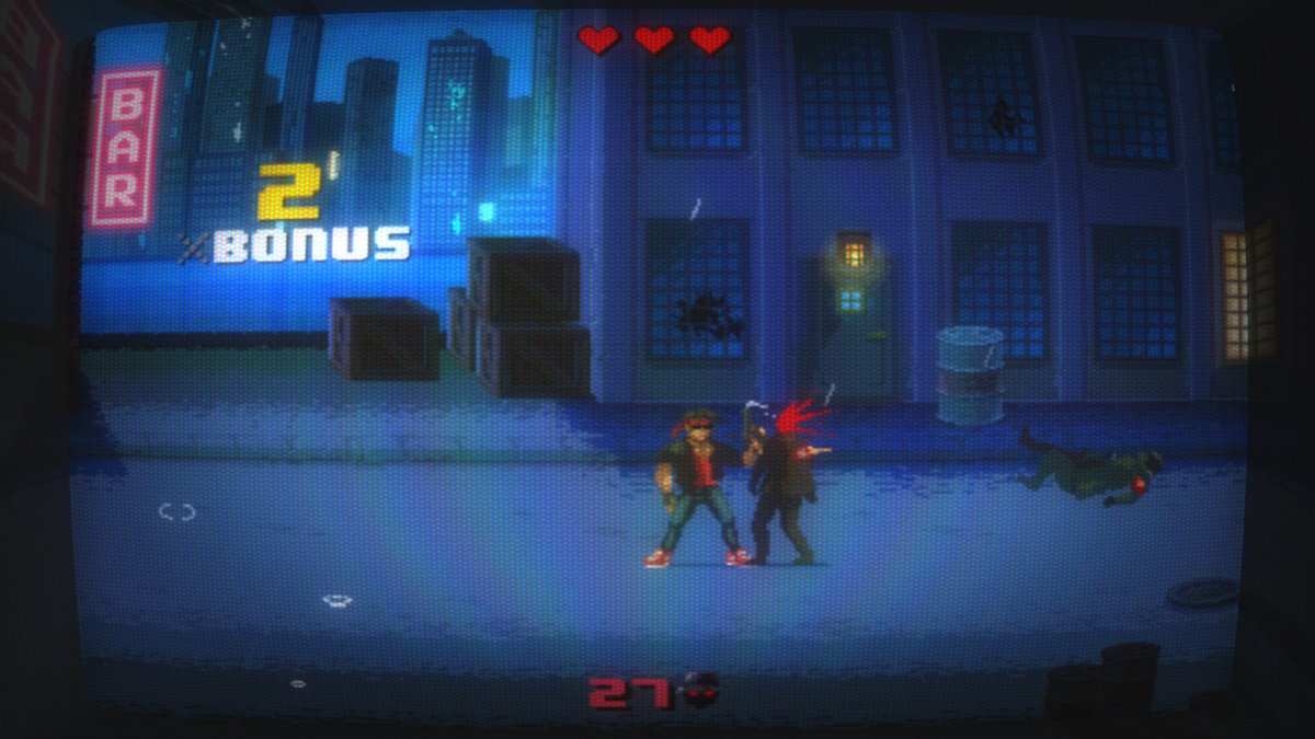 Kung Fury: Street Rage (Windows) screenshot: Defeat enemies to raise your combo meter. Get big numbers for awesome combos!