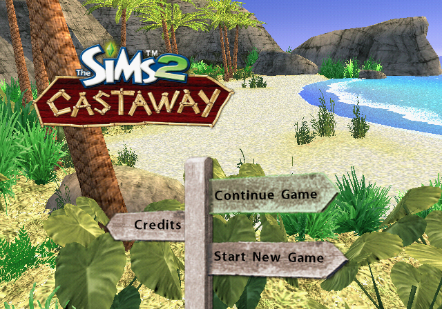 The Sims 2: Castaway (PlayStation 2) screenshot: Menu screen.