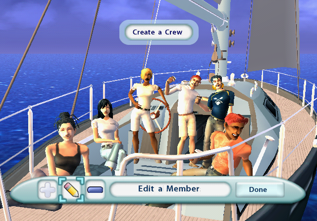 The Sims 2: Castaway (PlayStation 2) screenshot: My current crew: up to 6 Sims can be included.