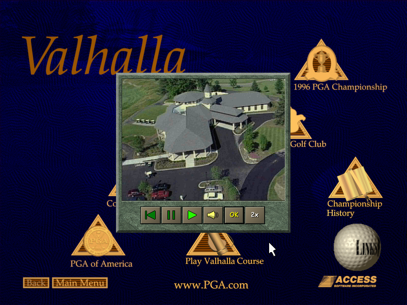Links LS: Championship Course - Valhalla Golf Club (DOS) screenshot: Video featuring the history of the club