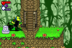 Bionicle: Matoran Adventures (Game Boy Advance) screenshot: Only the larger Bionicle can activate the switch.