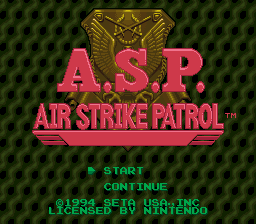 A.S.P.: Air Strike Patrol (SNES) screenshot: Title screen