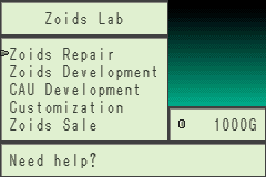 Zoids: Legacy (Game Boy Advance) screenshot: The lab is also for repair and research.