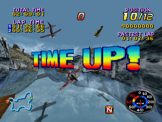 Air Race Championship (PlayStation) screenshot: Dragon Road, time up!