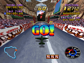 Air Race Championship (PlayStation) screenshot: River Town, start of race