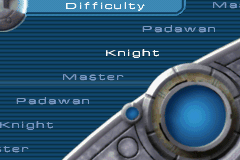 Star Wars: The New Droid Army (Game Boy Advance) screenshot: Choosing the level of difficulty