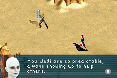 Star Wars: The New Droid Army (Game Boy Advance) screenshot: We have to deal with Aurra, the bounty hunter