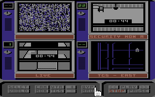 Hacker II: The Doomsday Papers (Commodore 64) screenshot: Setting up my cameras