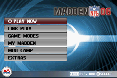 Madden NFL 06 (Game Boy Advance) screenshot: Main menu
