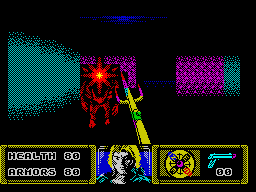 The Dark (ZX Spectrum) screenshot: Level 1: Cycloping the monster.