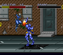 Cosmo Police Galivan II: Arrow of Justice (SNES) screenshot: The tiular hero, who isn't any better than his collegues.