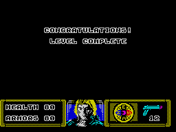 The Dark (ZX Spectrum) screenshot: Level 1 complete.