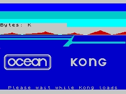 Kong (ZX Spectrum) screenshot: Splash screen shown when KONG starts to load. After this the image is slowly deleted until the screen is black.