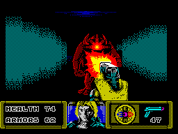 The Dark (ZX Spectrum) screenshot: Level 1: Monster trespassed the comfort bubble sphere.<br>