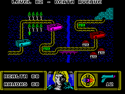 The Dark (ZX Spectrum) screenshot: Level 2: Level map initial screen.