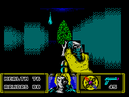 The Dark (ZX Spectrum) screenshot: Level 1: Acid rain.