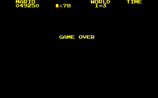 Super Mario Bros. Special (PC-88) screenshot: Game over. This game is HARD!
