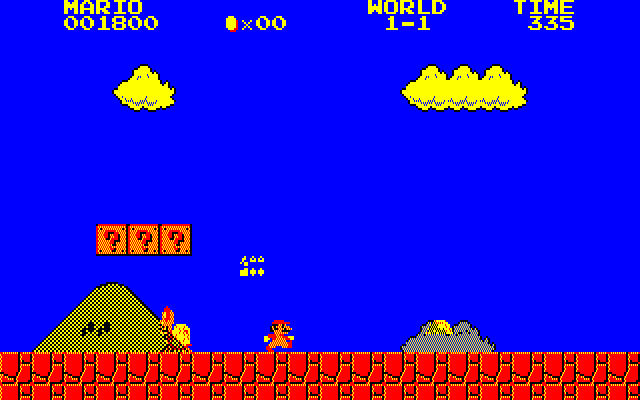 Super Mario Bros. Special (PC-88) screenshot: Kicked a koopa shell