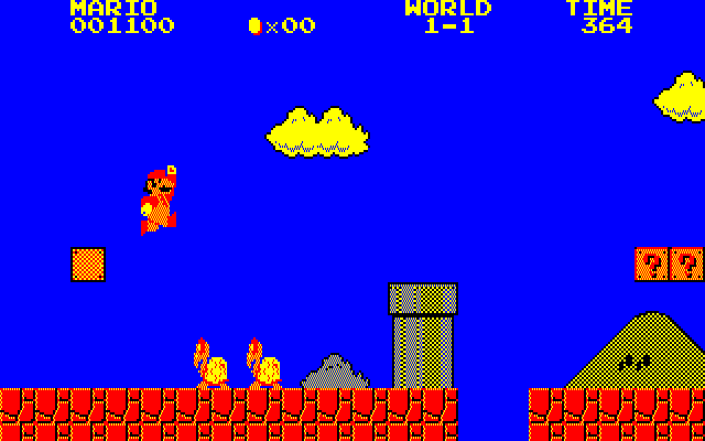 Super Mario Bros. Special (PC-88) screenshot: Curious yellow clouds