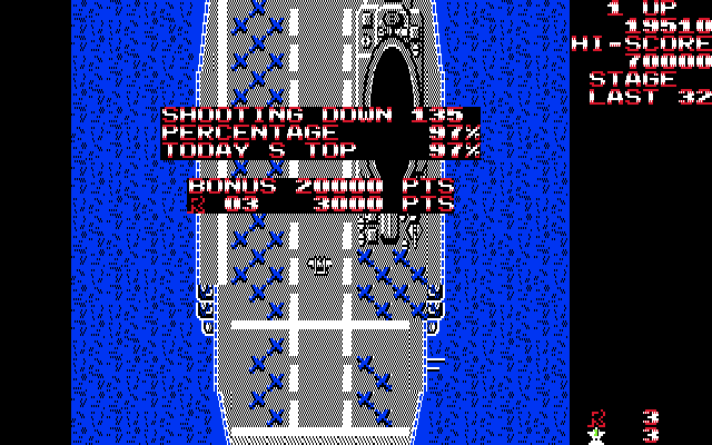 1942 (PC-88) screenshot: Your accuracy is calculated