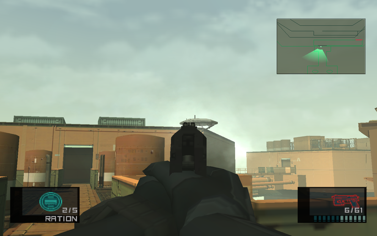 Metal Gear Solid 2: Substance (Windows) screenshot: Shooting drones in first-person