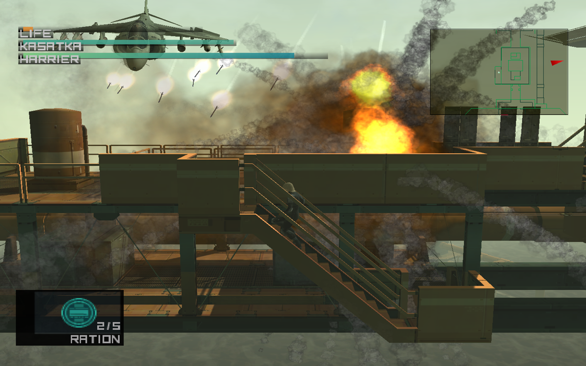 Metal Gear Solid 2: Substance (Windows) screenshot: Battle with Kasatka fighter plane