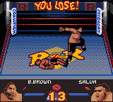 Ready 2 Rumble Boxing (Game Boy Color) screenshot: Salua has KOed Buster Brown