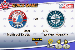 All-Star Baseball 2003 (Game Boy Advance) screenshot: Quick match mode does not allow you to freely choose a match.