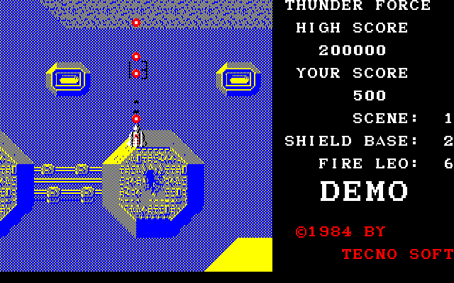 Thunder Force (PC-88) screenshot: Game demo