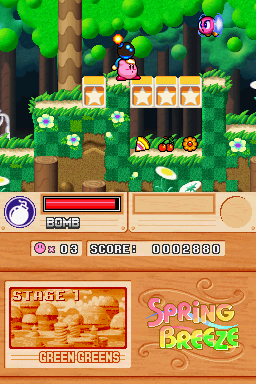 Kirby Super Star Ultra (Nintendo DS) screenshot: They're even letting you play with bombs now...