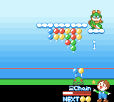 Pop'n Pop (Game Boy Color) screenshot: If he hits you with his arrow, you will be unable to move for a short time and you will release your balloons, whether you're in position or not.