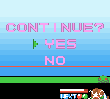 Pop'n Pop (Game Boy Color) screenshot: Continue?