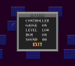Astral Bout (SNES) screenshot: Options