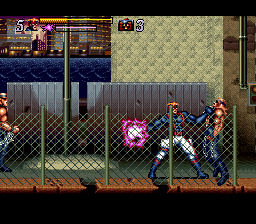 Jim Lee's WildC.A.T.S: Covert Action Teams (SNES) screenshot: You've got something in your teeth. Give me a sec, I'll get it.