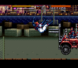 Jim Lee's WildC.A.T.S: Covert Action Teams (SNES) screenshot: Forklift! Why have you betrayed me?