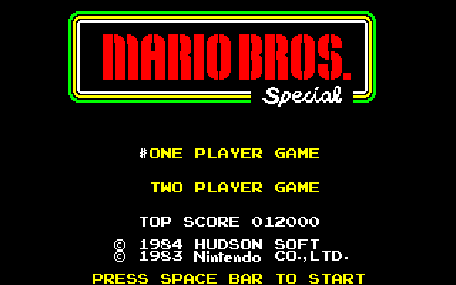 Screenshot of Mario Bros. Special (PC-88, 1984) - MobyGames