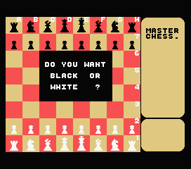 Master Chess (MSX) screenshot: Do you want white or black?