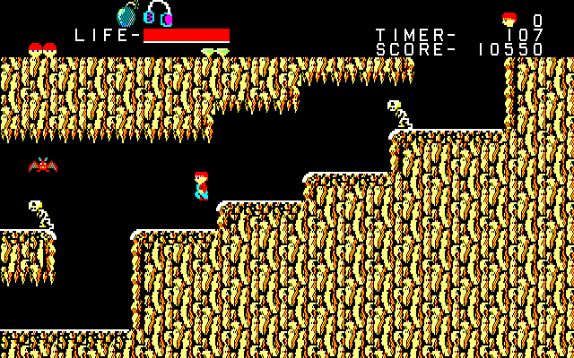 The Goonies (PC-88) screenshot: Third stage sends Mikey even deeper underground