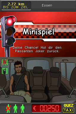 Quiz Taxi (Nintendo DS) screenshot: Mini Games at red lights allow you to win back jokers.